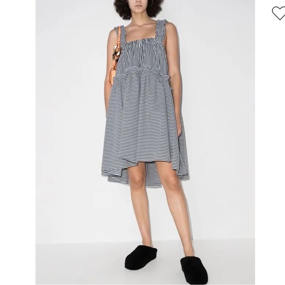BROGGER Olive Striped Flared Dress black white blue , oversized